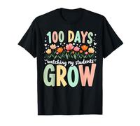 100 Jours regardant Les élèves Grandir Mignon Motif Floral Professeur T-Shirt