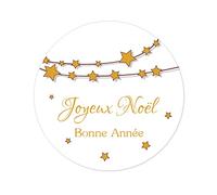 100 Joyeux Noël and Bonne Année Autocollant, classiques étoiles scintillantes Étiquettes,40mm Joyeuses Fêtes Stickers pour l'emballage cadeau,Sac bonbon - UNI 403 (001)