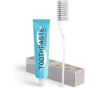 100 Kit de nettoyage des dents (1 brosse à dents + 1 dentifrice de voyage) - Set de courtoisie Hotel B&B en boîte - Brosse à dents avec couvre-soleil 14 cm + Dentifrice Menthe Fluor 7 ml - Hygiène