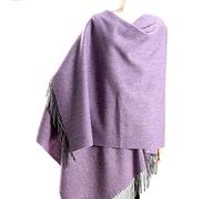 100% Laine Châle Femmes Pure Laine Pompon Châle écharpe Pure Couleur épaisse Double Usage Chaud Grand Wrap Et Châle, E, 200CM