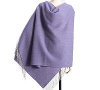 100% Laine Châle Femmes Pure Laine Pompon Châle écharpe Pure Couleur épaisse Double Usage Chaud Grand Wrap Et Châle, D, 200CM