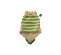 100 % laine mérinos pour bébé - Pantalon tricoté à rayures - Beige et vert - Taille L