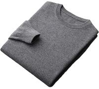 100% Laine Mérinos sans Couture Pull Ras du Cou Pull Pull Tricoté Chaud pour Hommes, Dark Gray9, M