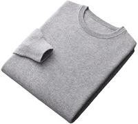 100% Laine Mérinos sans Couture Pull Ras du Cou Pull Pull Tricoté Chaud pour Hommes, Light Gray9, 3XL
