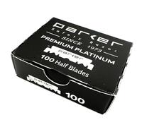 100 lames Parker Premium Platinum 1/2 - pour rasoirs de barbier professionnels, rasoirs Shavette et rasoirs droits à lame jetable qui acceptent la moitié d'une lame de rasoir à double tranchant