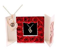 100 langues, je t’aime. Collier coeur pêche projection pour femme, avec une sensation haut de gamme qui ne s’estompe jamais(B)