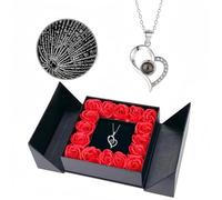 100 langues, je t’aime. Collier coeur pêche projection pour femme, avec une sensation haut de gamme qui ne s’estompe jamais(A)