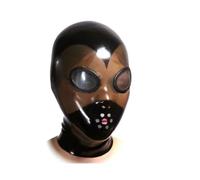 100% Latexhaube Mit Atemloch Gummi -Schwarz -Make -up -Kugel Kopfstück 0,4 Mm,Transparent +braun,S