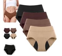 100 Leak-Proof Underwear 4-Pack, 2026 High Waist Leakproof Comfort Underwear for Women 60+ Ladies Incontinence Pants Reusable (4pc A,3TG)
