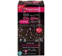 100 Lumières De Noël À Piles En Fil De Pin Multi-Action Blanches