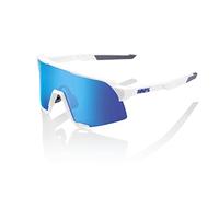 Lunettes 100% S3 blanc mat avec verre à effet miroir HiPER bleu