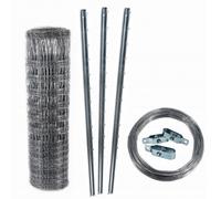 100 m clôture de protection contre la faune sauvage, clôture forestière, grillage noué 100/10/30+ poteaux + fil de tension