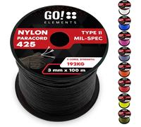 100 M Nylon Paracord Ripstop-3 Mm Paracord Rope 425 Type Ii Lines As Outdoor Rope,All-Purpose Rope,Survival Rope-Nylon Line Max. 193 Kg,Colour: Black