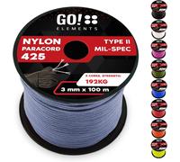 100 M Nylon Paracord Ripstop-3 Mm Paracord Rope 425 Type Ii Lines As Outdoor Rope,All-Purpose Rope,Survival Rope-Nylon Line Max. 193 Kg,Colour: Grey-Blue