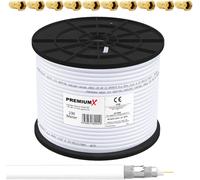 100 m Satellite Coaxial Cable SAT-135dB Shielded 4 Layers-Compatible with DVB-S/S2,DVB-C,DVB-T-4K 1080p Full HD HDTV-Coaxial Antenna Cable for CATV Installations + 10 F Connectors