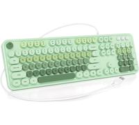 100% Membrane Keyboard,104 Keys,Punk Style Retro Typewriter,Round Key Membrane Keyboard,with USB Cable for PC/Win/Mac/Laptop (American QWERTY) (GT108 Green)