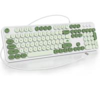 100% Membrane Keyboard,104 Keys,Punk Style Retro Typewriter,Round Key Membrane Keyboard,with USB Cable for PC/Win/Mac/Laptop (American QWERTY) (GT108 Matcha)