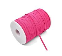 100 mètres de bande élastique colorée de 3 mm et 6 mm, ruban plat en caoutchouc pour la confection de ceintures et d'élastiques à cheveux,Rose Rouge,3mm
