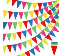 100 mètres de chaîne de fanions XXL multicolores - Bannière d'intérieur & d'extérieur - Guirlande pour jardin & fête - Décoration