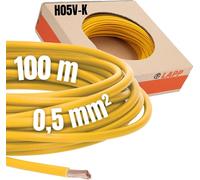 100 mètres Lapp 4510111 H05V-K 0,5 mm² jaune I Câble de câblage I Conducteur flexible I Monoconducteur PVC I Toron 0,5mm2 I Câblage