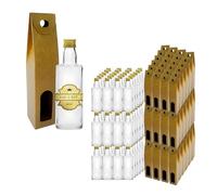 100 Mini Bouteilles en Verre 40ml avec Bouchon a Vis Doré + Boîte | Mignonnettes Alcool 4cl, Petites Fioles Échantillons | Idéal pour Cadeaux, Mariages