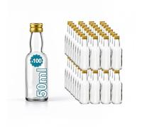 100 Mini Bouteilles en Verre 50ml 5cl pour Alcool - Mignonettes Vides Idéales pour Cadeaux de Mariage, Whisky, Rhum, Sauce - Petites Fioles pour Invités, Petit Pot en Verre, Cadeau Unique
