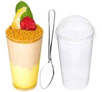 100 mini-verrines à dessert de 85 ml avec couvercles et cuillères