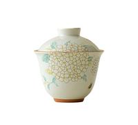 100 ml - 3 oz fleurs d'hortensia couvrent un bol de tasses à thé en céramique Kung Fu plante cendre-lingot doré [Lite]