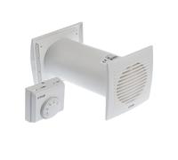 Ø 100mm Echangeur de Chaleur avec Thermostat - Kit de Distribution de Chaleur Mural - Plastique Blanc, chauffer par Convection