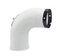 Ø 100 mm Tuyau de poêle Coude lisse 90° émaillé avec trappe de visite Blanc