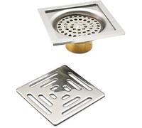 (100 mm x 100 mm) Drain de Douche Carré Siphon De Sol Anti-Odeur,Acier Inoxydable Drain de Plancher avec Passoire Filtre,pour