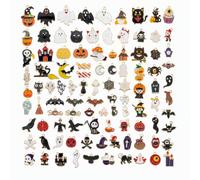 100 Modèles Breloques Halloween Alliage Émail KC-Doré, Pendentifs Assortis Citrouille Fantôme Crâne Araignée, Charmes Décoratifs pour Bricolage et Ornement de Fête DIY