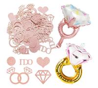 100 morceaux de confettis d'anneau, 2 morceaux de ballons d'anneau de diamant, confettis d'anneau de diamant, confettis anglais I DO, décoration de bureau de fiançailles et de mariage