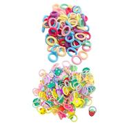 100 Morceaux De Mini Anneaux De Cheveux Et 1 Morceau De Bague De Cheveux De Dessin Animé, Bague À Cheveux Pour Enfants, Accessoires De Cheveux Mignons, Accessoires De Conception De Coiffure.