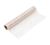 100%Mosel Chemin de Table en Organza pointillés, doré (28 cm x 5 m), décoration de Table élégante - Noël et l'Avent, décoration Festive