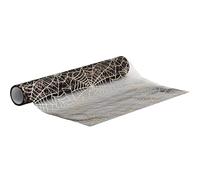 100%Mosel Chemin de Table Halloween Toile d'araignée, en Noir (28 cm x 5 m), en Organza Transparent avec Impression métallique, décoration effrayante pour Les fêtes de Wednesday