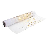 100%Mosel Chemin de Table Organza, étoiles doré (28 cm x 5 m), décoration de Table élégante - Noël et l'Avent, décoration Festive