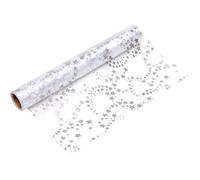 100%Mosel Chemin de Table Organza, étoiles en Argent/métalliques (28 cm x 5 m), décoration de Table élégante - Noël et l'Avent, décoration Festive