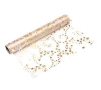 100%Mosel Chemin de Table Organza, étoiles en Or/métalliques (28 cm x 5 m), décoration de Table élégante - Noël et l'Avent, décoration Festive