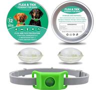 100% Natural Adjustable Dog Collars,Collier Antiparasitaire,Collier Anti Puces pour Chien, Pendentif Répulsif aux Huiles Essentielles avec 2 Capsules Remplaçables, Réglable