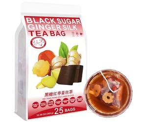 100% Natural Black Sugar Hongzao Ginger Silk Tea Bag, 300g/10.58oz (12g*25bags) 黑糖红枣姜丝茶 Gingembre, tisanes naturelles, tisanes combinées