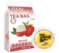 100% Natural Litchi oolong Tea Bag, 375g/13.22oz (15g*25bags) 荔枝乌龙茶 thé Oolong, ananas, litchi frais, feuilles de fruits glacées, sans OGM, sans gluten, végétarien.