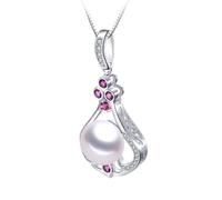 100% Naturel en Eau Douce Perle Rose Brillant Zircon Pendentif Collier Fine Bijoux Cadeau pour Les Femmes fabriquées en Chine