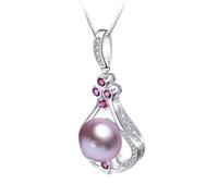 100% Naturel en Eau Douce Perle Rose Brillant Zircon Pendentif Collier Fine Bijoux Cadeau pour Les Femmes fabriquées en Chine
