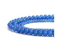 100% Naturel Pierre Précieuse Ronde Naturelles Perles de Rondes，Bien Poli Cristal Energy Pierre Pouvoir de Guérison，Pour la Fabrication de Bijoux-Colliers et Bracelets-Longueur 40cm (Agate Bleu, 10mm)