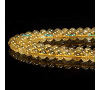 100% Naturel Pierre Précieuse Ronde Naturelles Perles de Rondes,Cristal Energy Pierre Pouvoir de Guérison,Pour la Fabrication de Bijoux-Colliers et Bracelets-Longueur 40cm (Quartz Rutile Golden, 8mm)