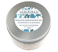 100% Naturel SEL ROSE DU HIMALAYA ET DE LA MER MORTE pour LE BAIN - CAMOMILLE & ALGUES - 450g de VERDEBLEU. Avec Huiles Hydratantes. On Donne 5% de Bénéfices Pour Sauver les Forêts Tropicales.