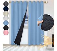 100% occultant Rideaux thermiques Bleu Opaque Rideau occultant avec œillets Unicolore, 132*244cm