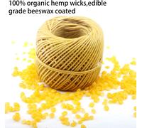 100% Organic Hemp Candle Wick With Natural Beeswax Coating,60 M Spool,Size (1mm) + Wick Retainer Tabs (200 Pieces) For Candle Making..[W302]