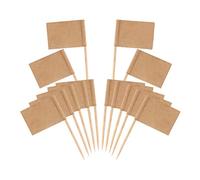 100 Packs de Drapeaux Cure-dents vierges, étiquettes en papier kraft, pics,marqueurs,bâtonnets pour Cupcake,fromage,nourriture,charcuterie,fruits,cocktails,buffets,décorations,fournitures de fête